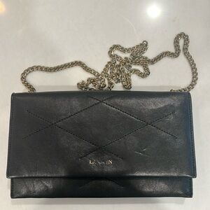 Lanvin Black Leather Chain Wallet